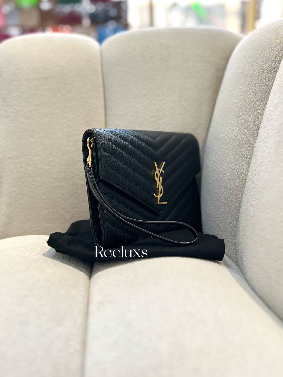 YVES SAINT LAURENT YSL Cassandre matelasse Leather Clutch ( GHW )