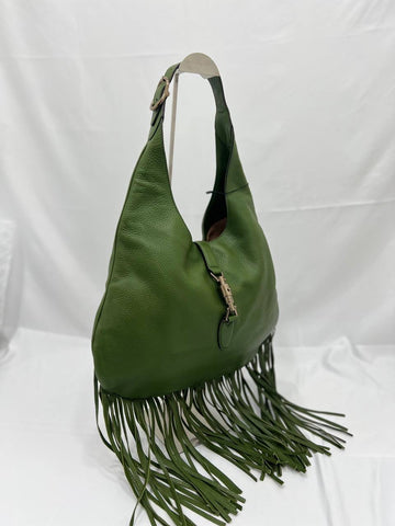 GUCCI Nouveau Fringe In Green Handbag