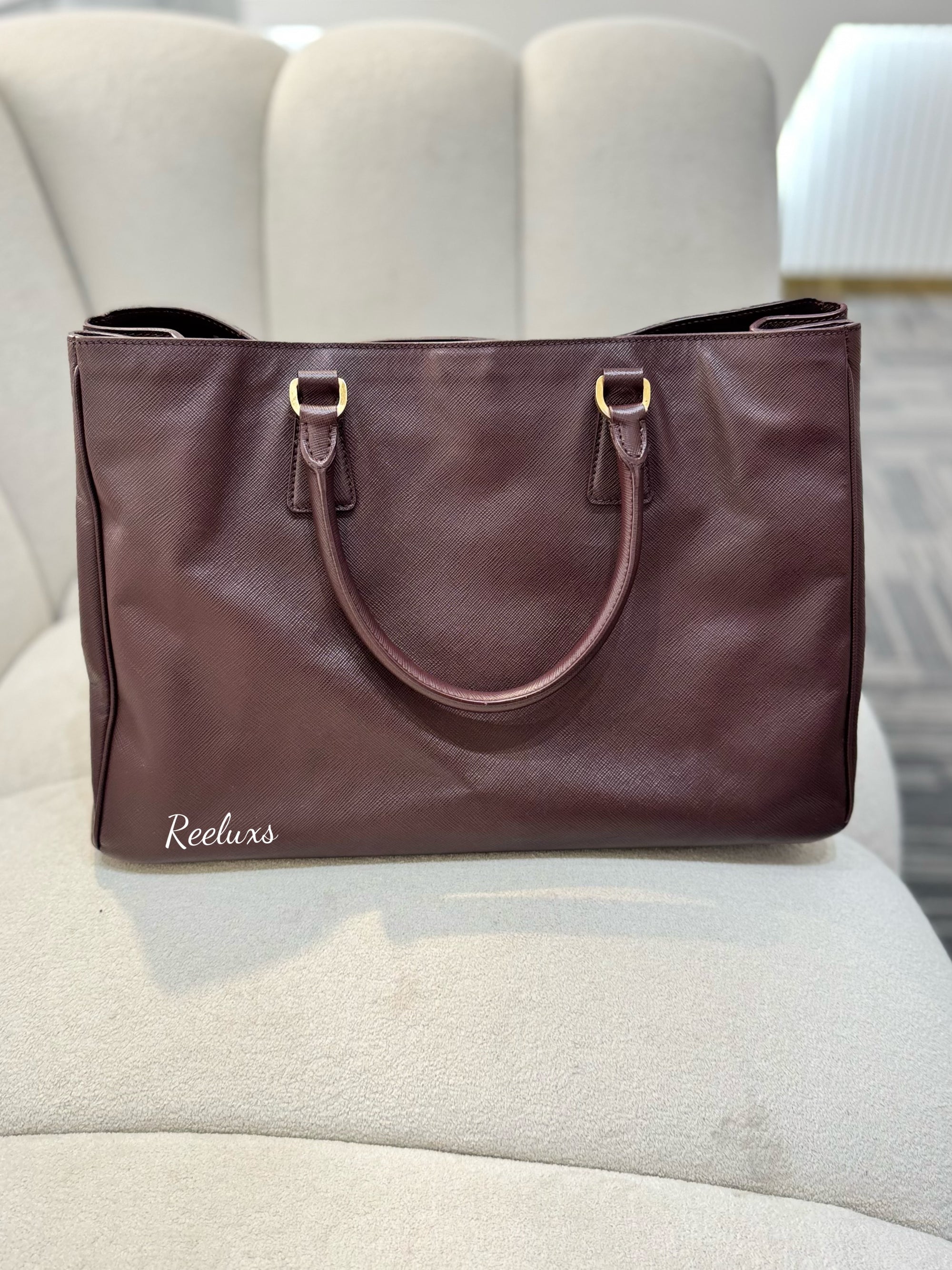 PRADA  Saffiano Maroon Tote Bag