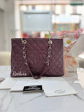 CHANEL Grand Shopping GST Caviar Leather Tote Bag Maroon