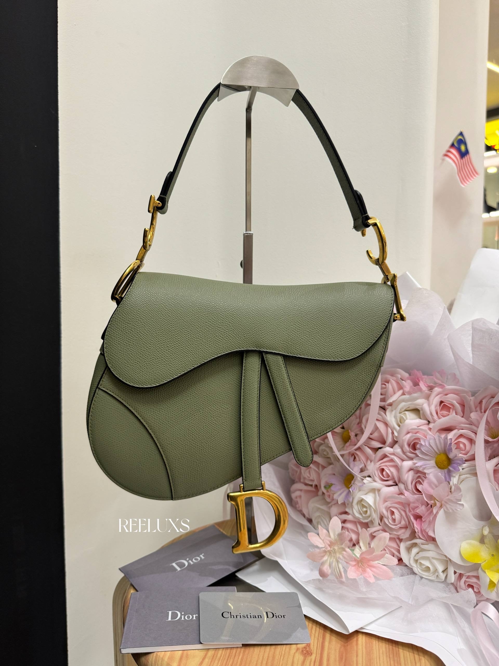 CHRISTIAN DIOR  Sage Green Grained Calfskin