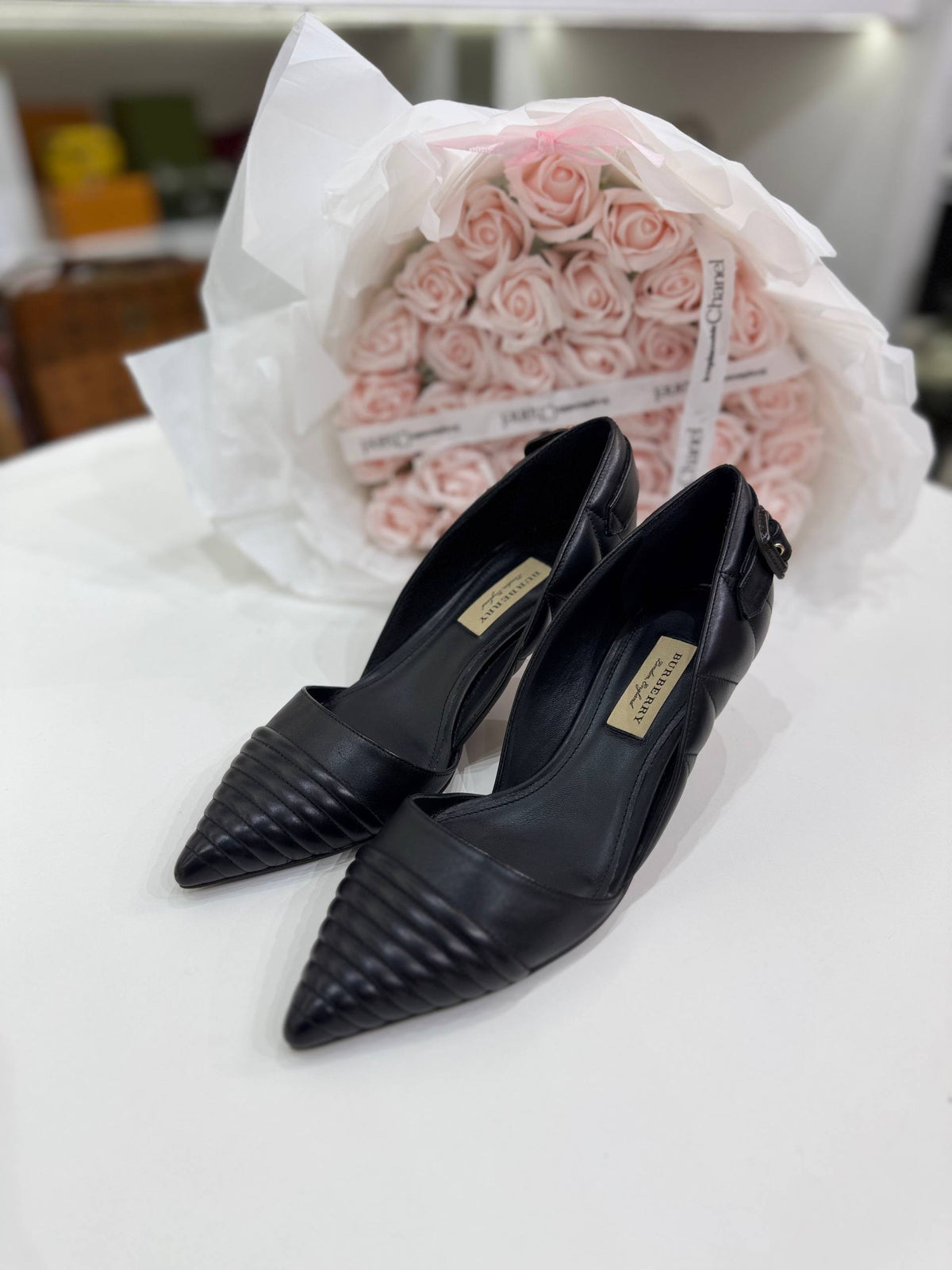 BURBERRY Amalia Quilted Leather Pointed Toe D'Orsay Pumps