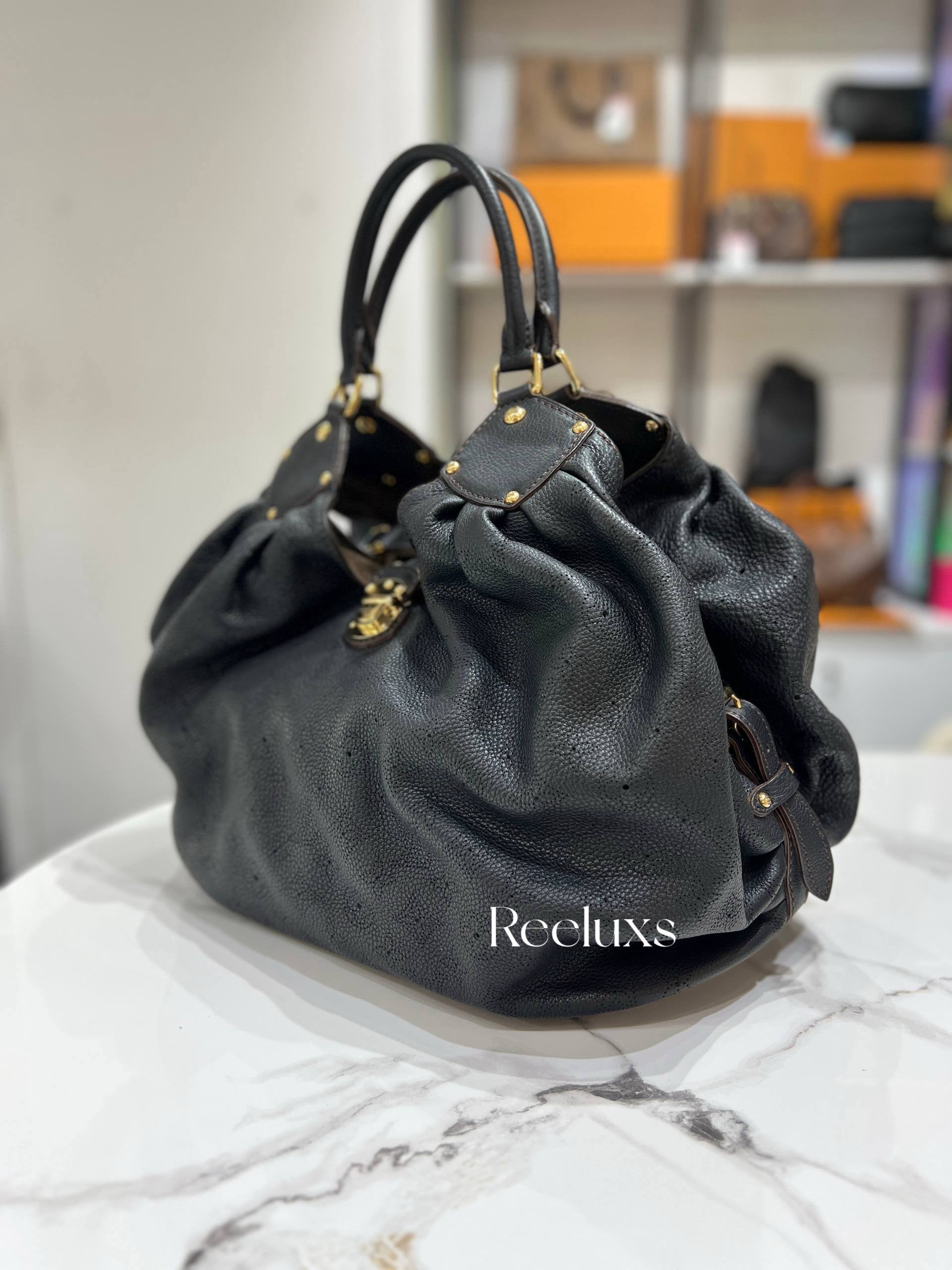 LOUIS VUITTON LV Mahina Black Leather Tote Handbag