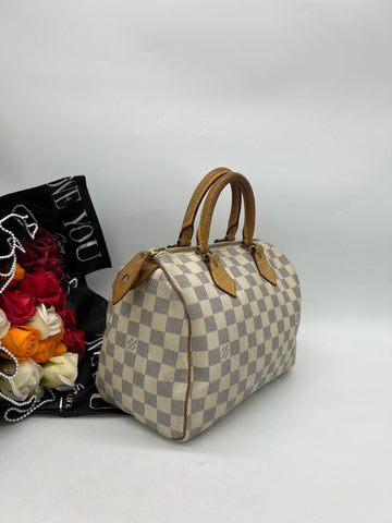 LOUIS VUITTON Speedy 25 Damier Azur Handbag - Reeluxs 