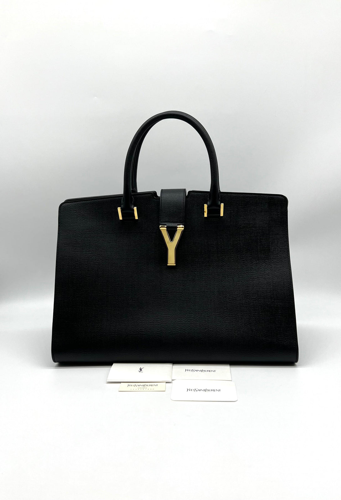 Yves Saint Laurent Black Leather Medium Y Cabas Chyc Tote - Reeluxs 