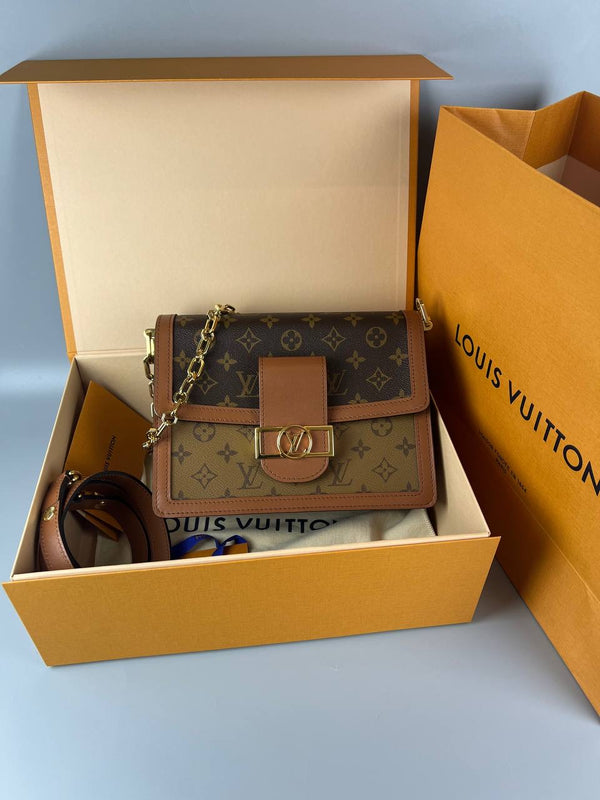 2024 Micrcochip LOUIS VUITTON DAUPHINE LV MM Other Monogram Canvas Handbag Microchip Full Set