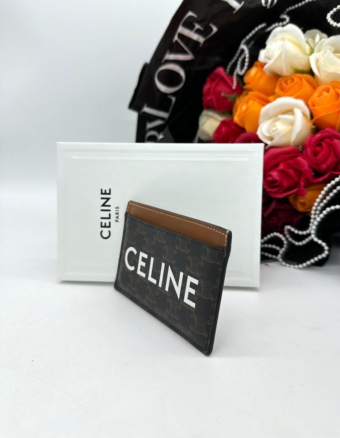 CELINE Card Holder In
TriompheCanvas With CELINE Print Tan - Reeluxs 