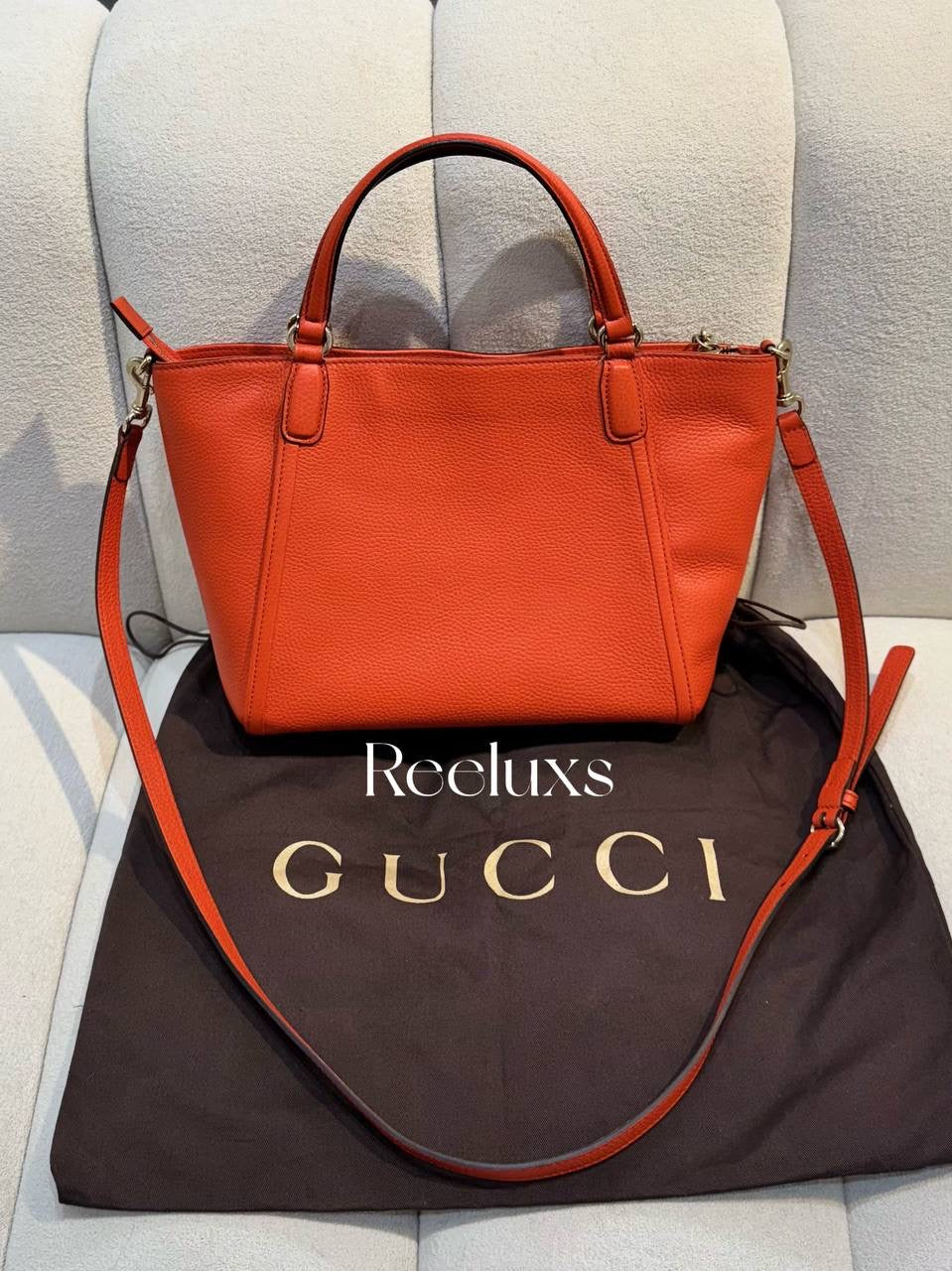 GUCCI Soho Top Handle Bag Orange Tote Bag