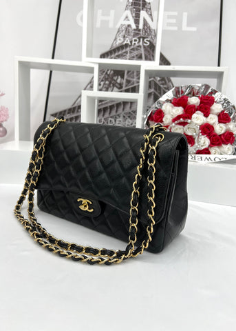 CHANEL Classic Flap Jumbo Black Caviar - Reeluxs 