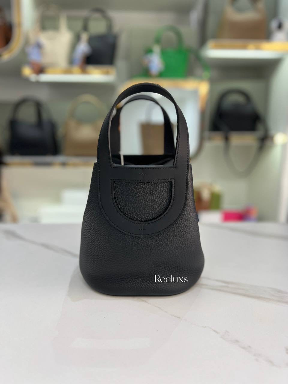 HERMES In-The-Loop 18 Bag In Black Taurillon Clemence and Swift Leather