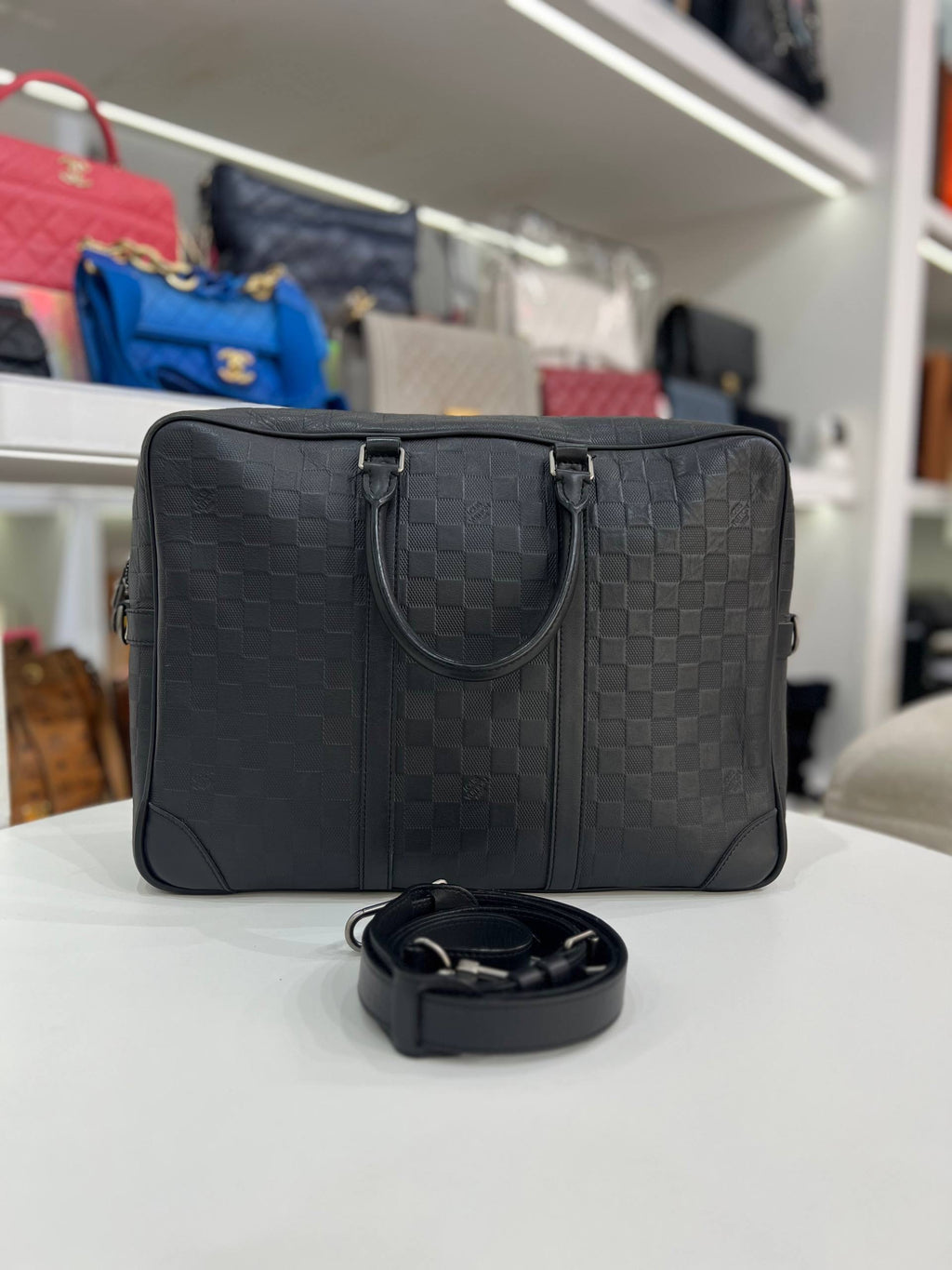 LOUIS VUITTON LV Porte-Documents Voyage Black Damier Infini Leather Briefcase