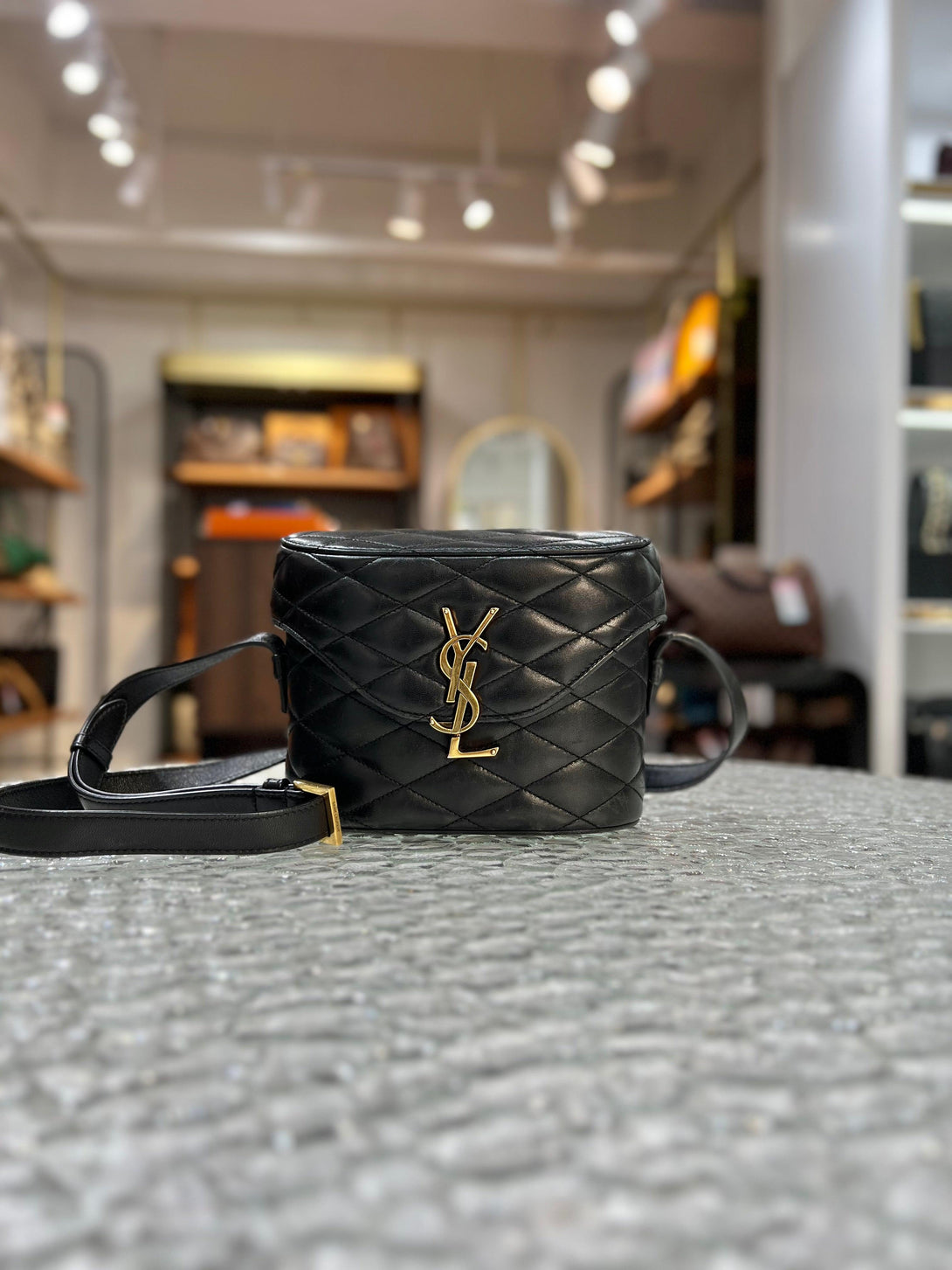 YVES SAINT LAURENT (YSL) Paris Black Leather June Women's Crossbody Sling Bag - Reeluxs 