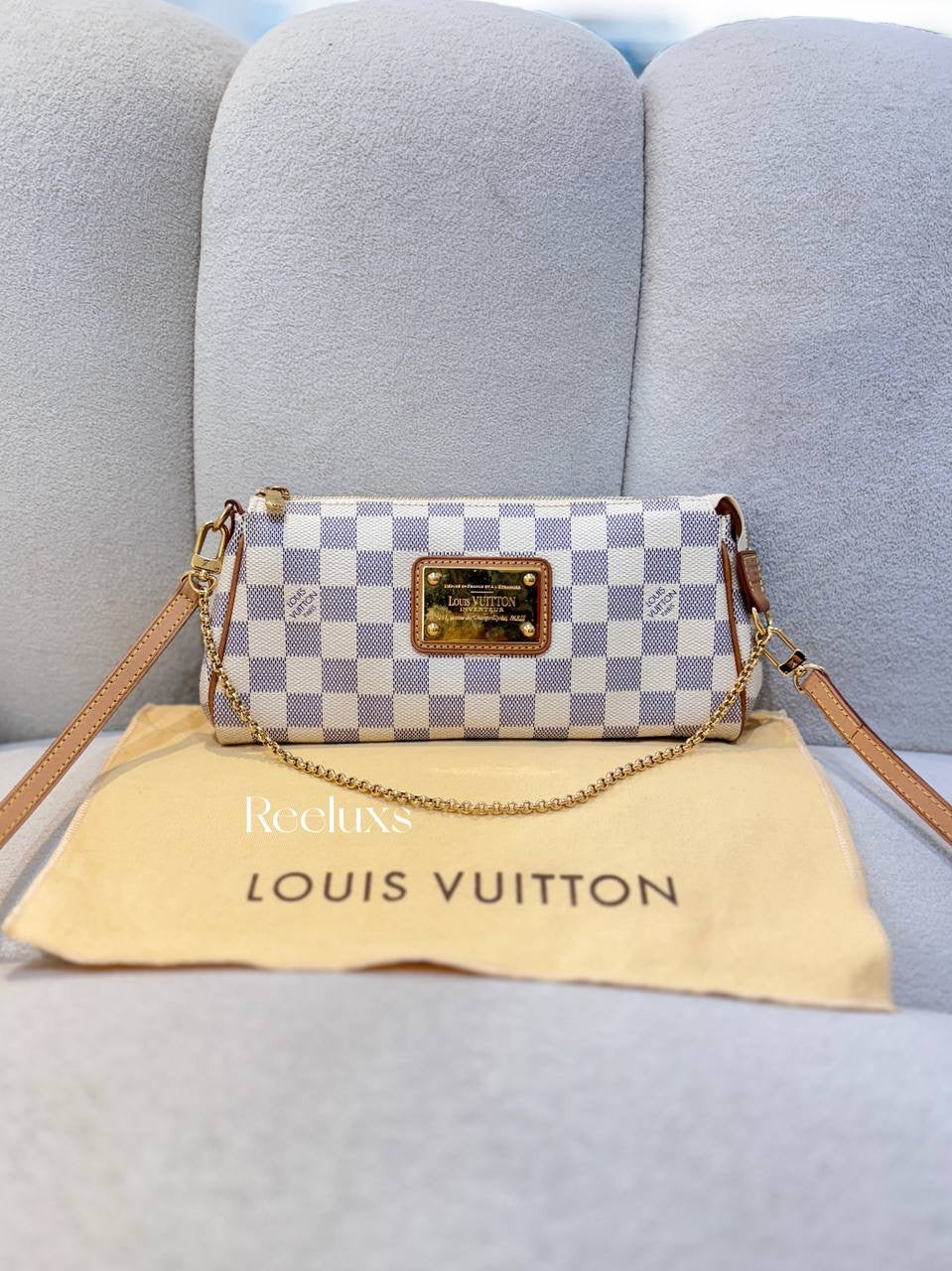 LOUIS VUITTON LV Damier Azur Eva Satchel Shoulder Bag