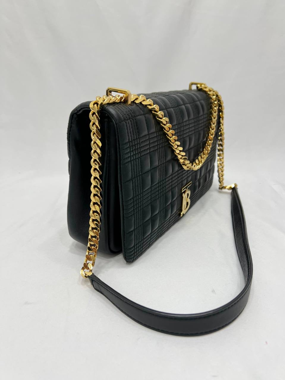 BURBERRY Black Quilted Leather Medium Lola Shoulder Bag