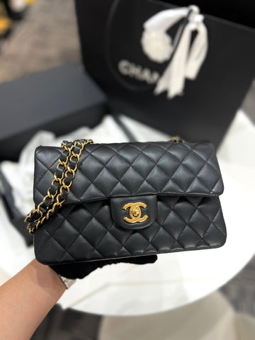 Chanel Bag Medium Classic Flap Lambskin 25CM Quilted Black - Reeluxs 