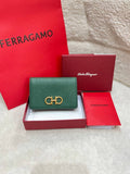 FERRAGAMO Fullset Gancini Compact Wallet In Green