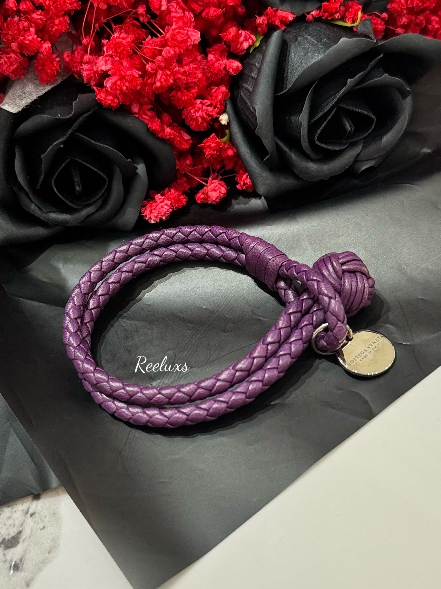 BOTTEGA   Veneta Intrecciato Bracelet Leather Purple