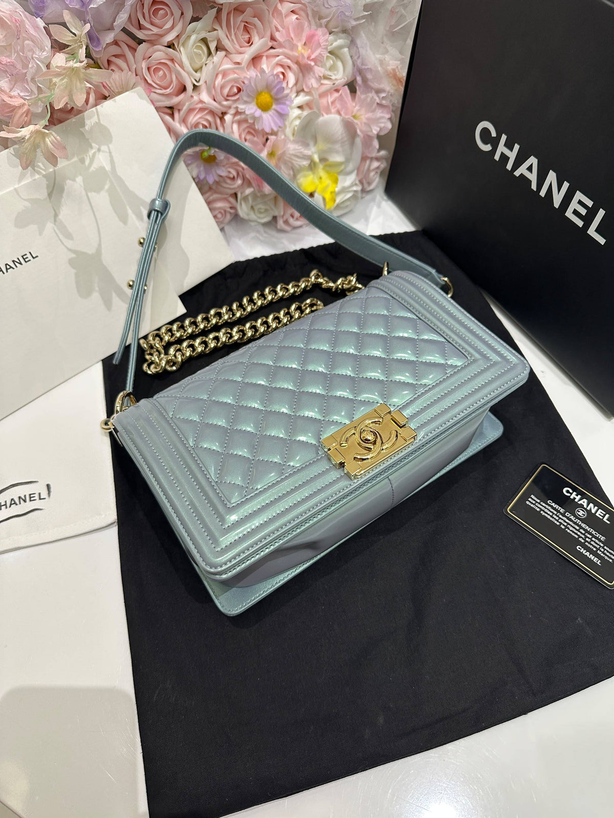 CHANEL Boy Quilted Flap Bag – Grey with Gold Hardware