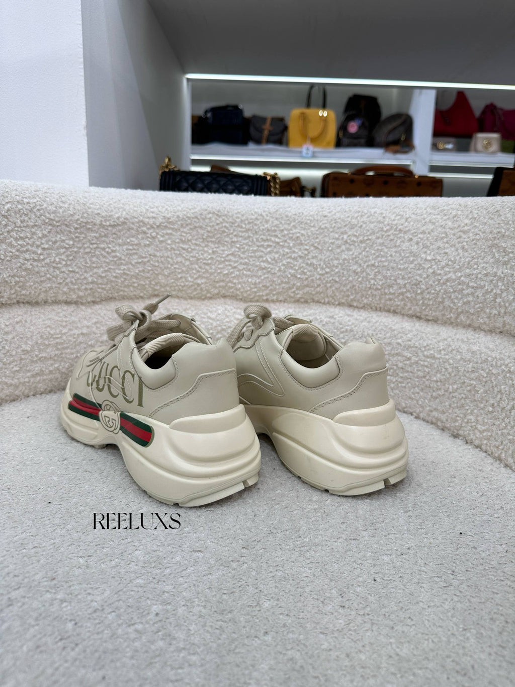 GUCCI Rhyton Sneaker Cream Leather 39