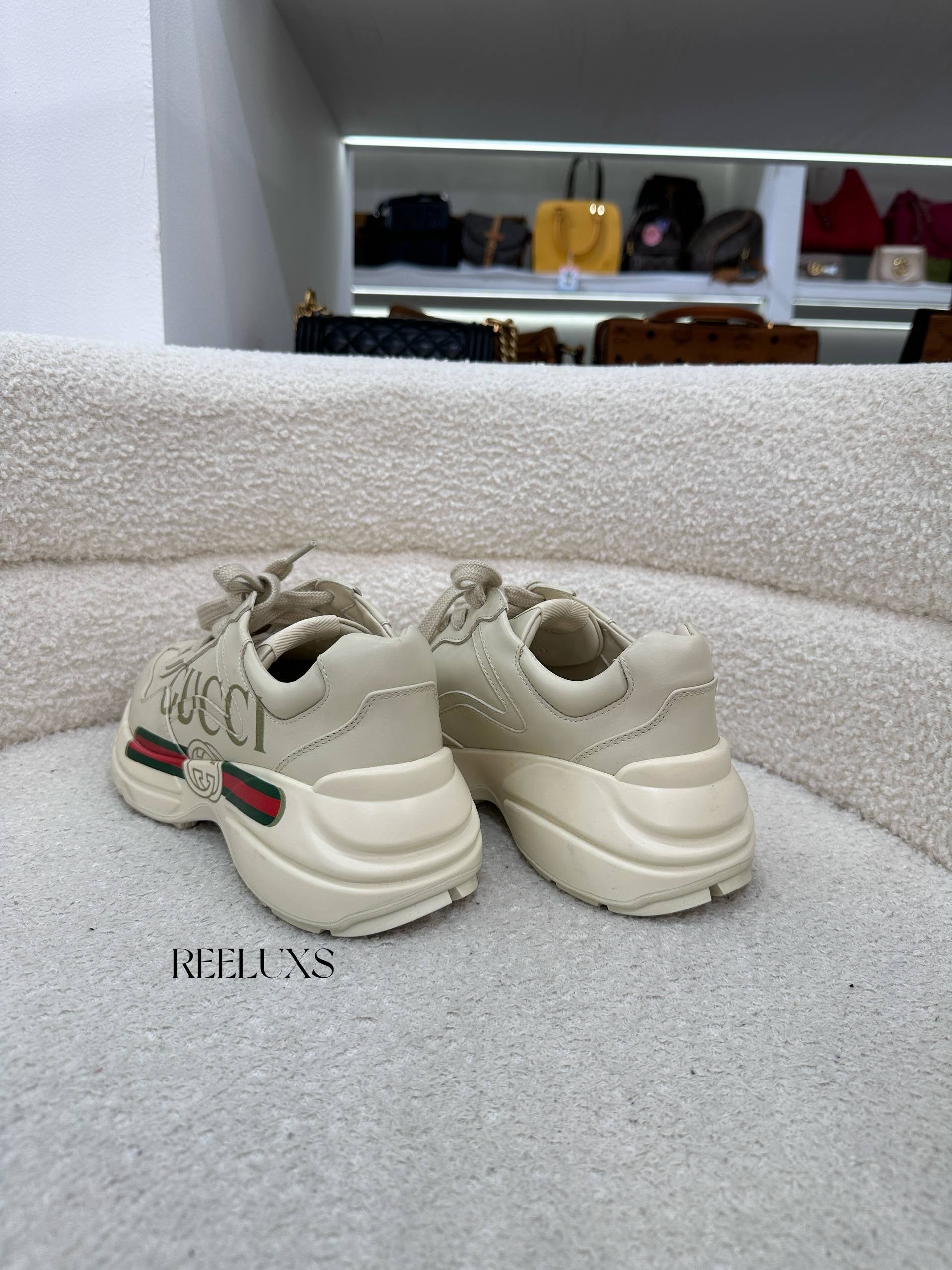 GUCCI Rhyton Sneaker Cream Leather 39