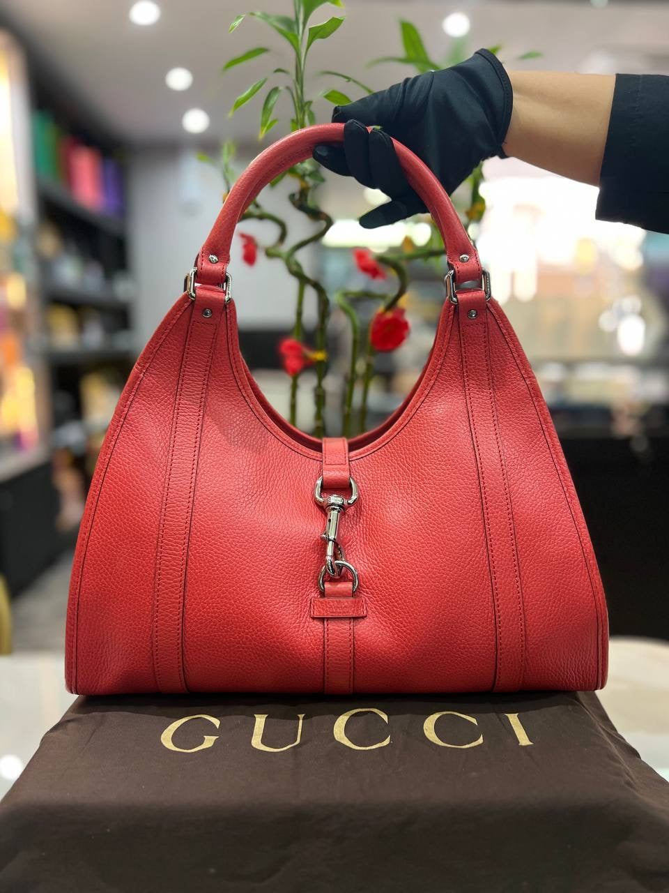 GUCCI Calfskin Medium Joy Shoulder Bag Red