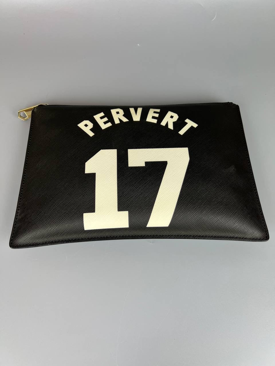 GIVENCHY Black Coated Canvas ' Pervert 17 ' Zip Pouch Clutch Bag