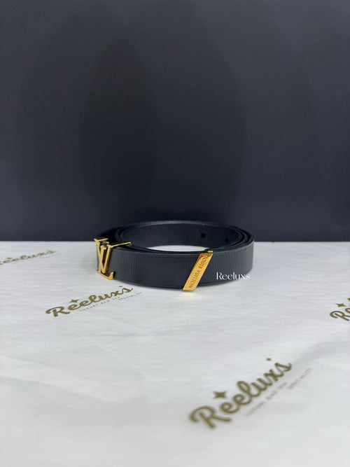 LOUIS VUITTON Initiales 20mm Belt-Black Embossed Leather