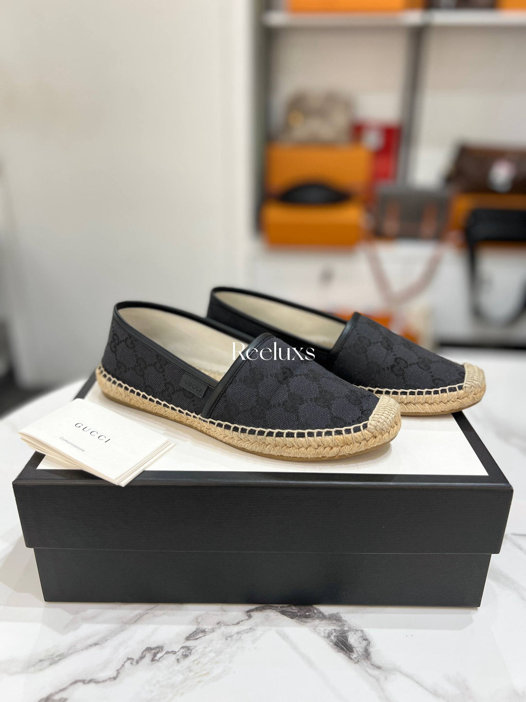 GUCCI Black  GG Supreme Canvas Espadrilles