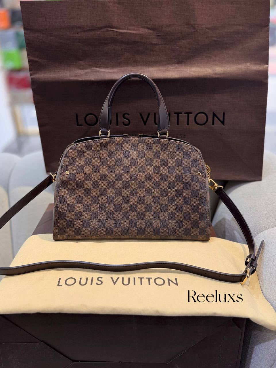 FULL SET LOUIS VUITTON LV Kensington Bowling Damier Ebene Shoulder Bag