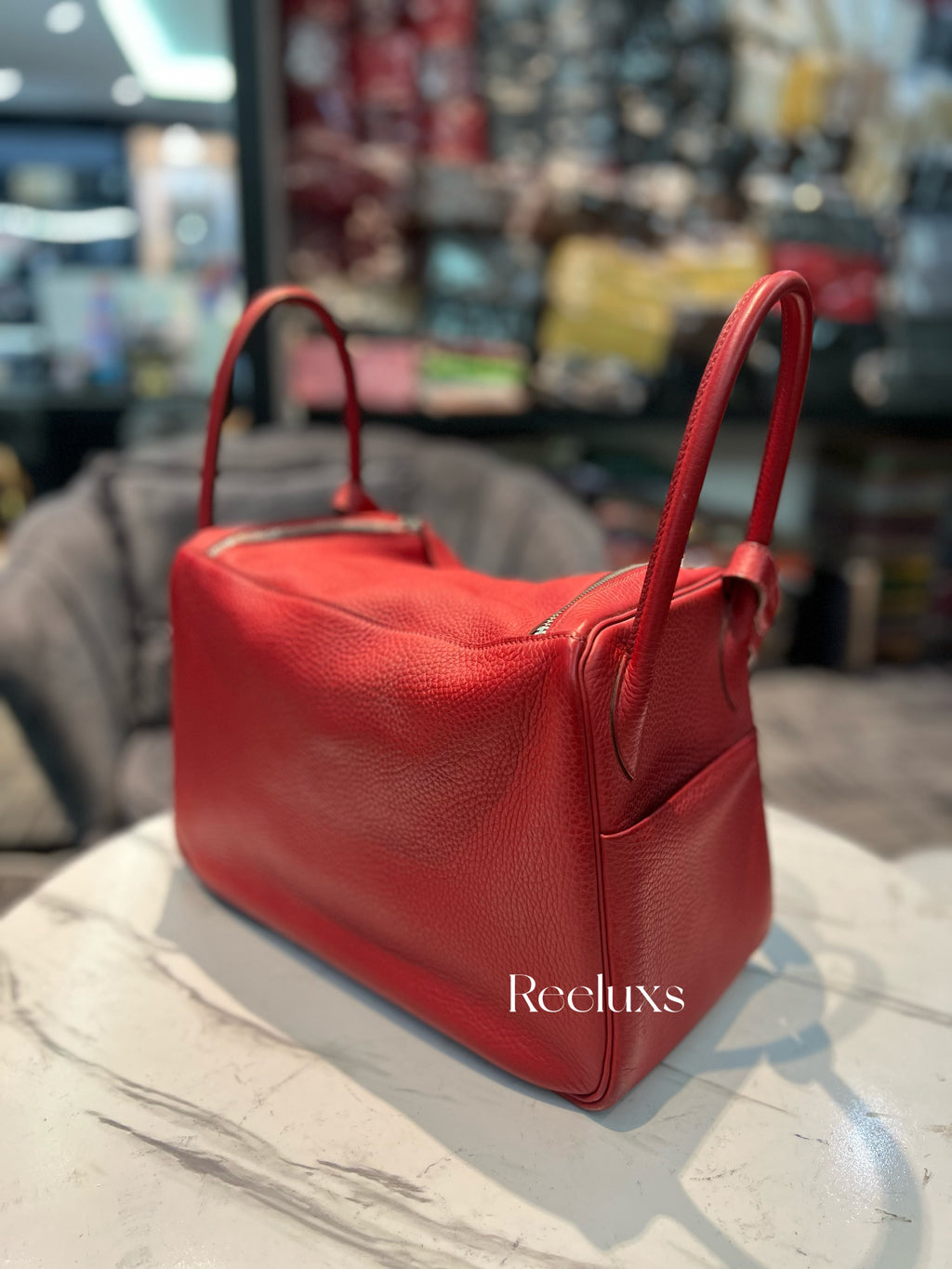 HERMES Lindy 30 Rouge Palladium Hardware