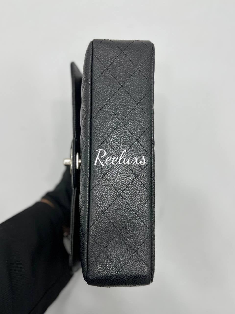 CHANEL Medium 25cm Classical Double Flap Caviar Black SHW