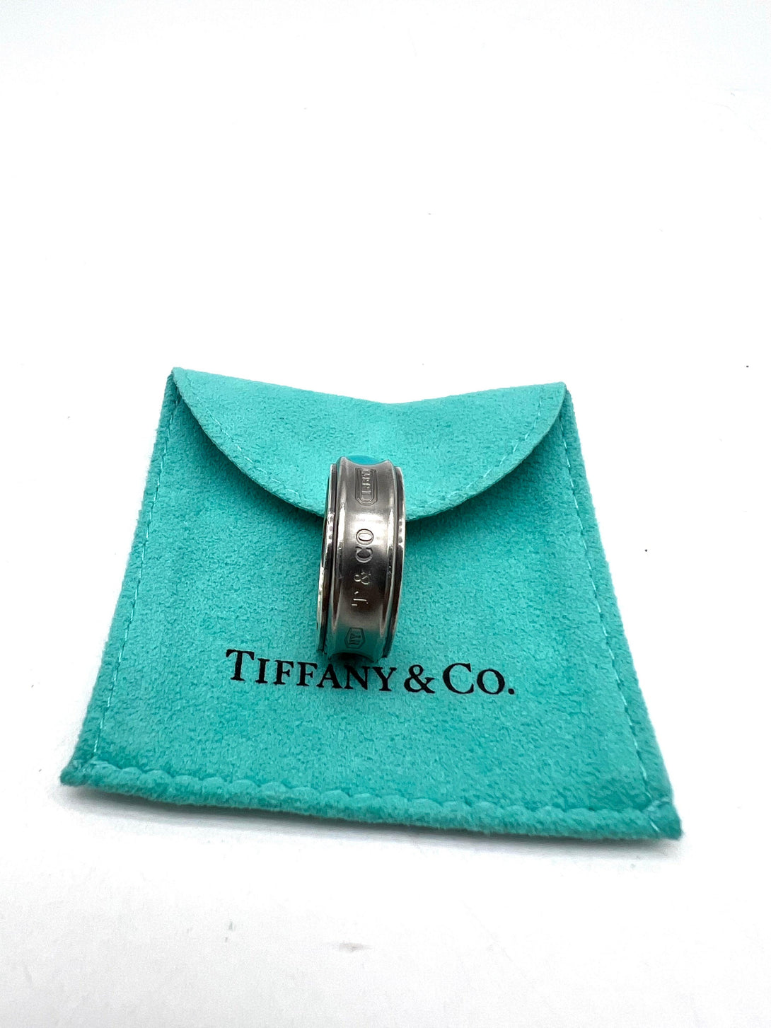 Tiffany & Co Galaxy Grey Titanium & Sterling Silver 1837 Unisex Concave Ring - Reeluxs 