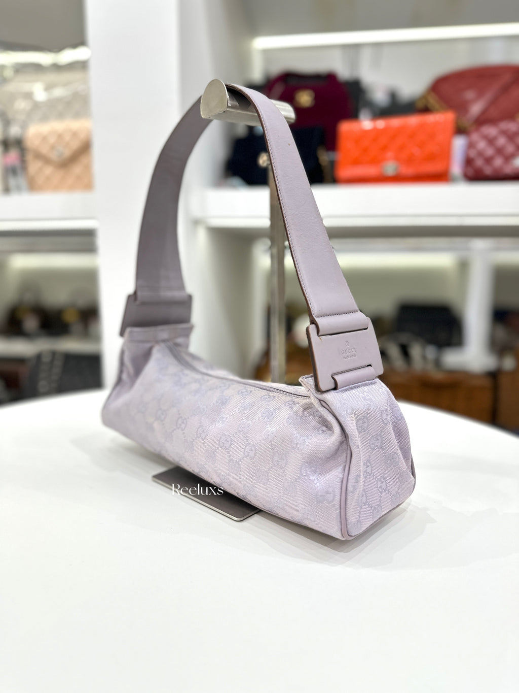 GUCCI GG Monogram Lavender Small Shoulder Bag