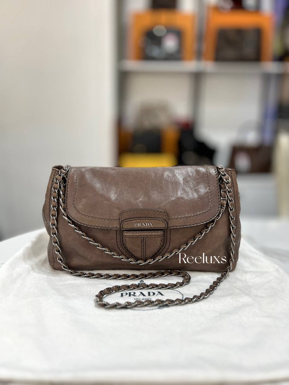 Prada Glace Calf Leather Shoulder Bag