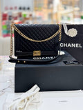 CHANEL Black Quilted Lamskin Large Leboy Flap Shoulder Bag