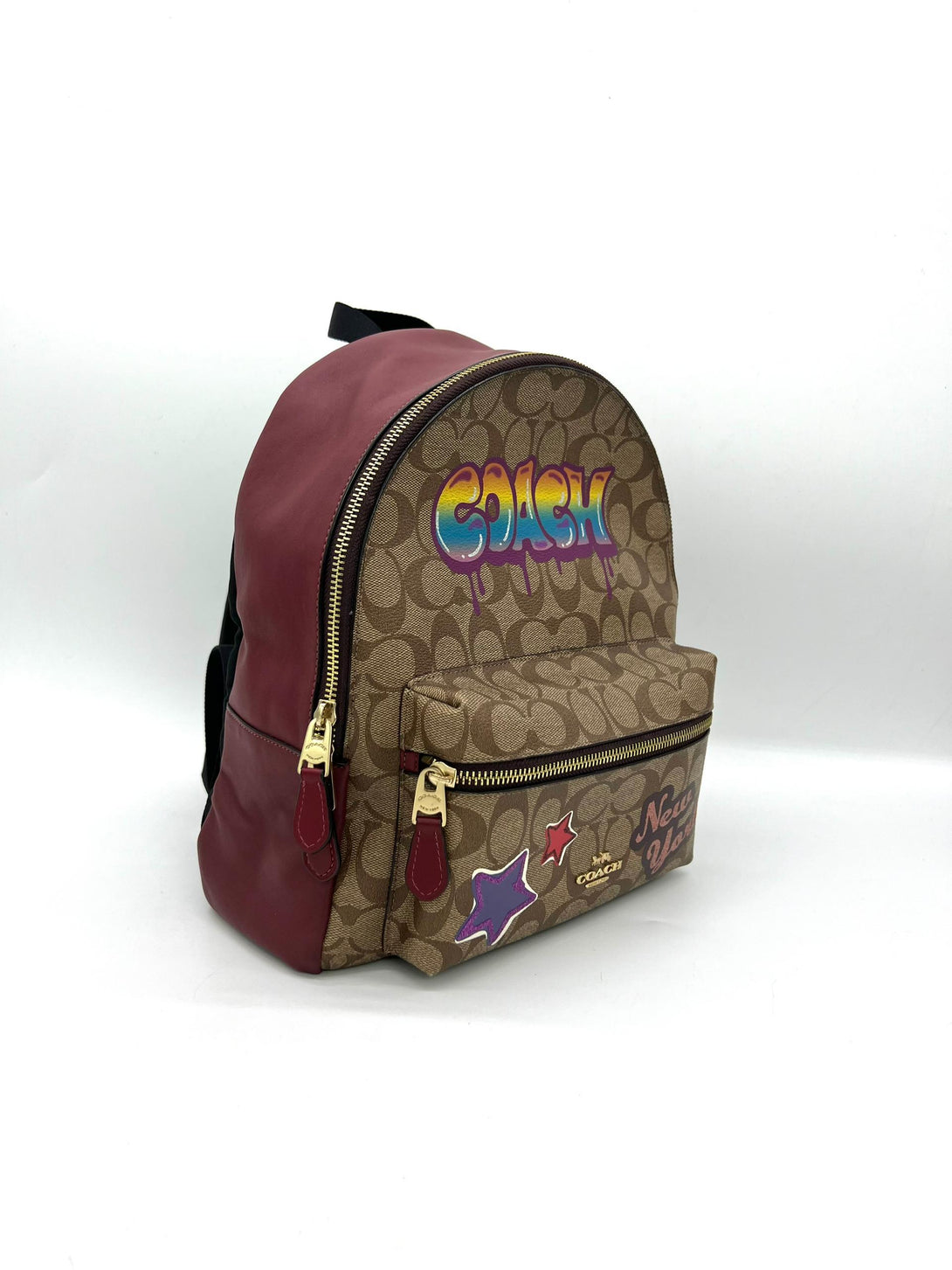 COACH Medium Charlie Backpack In Signature Canvas With Graffiti - Reeluxs 