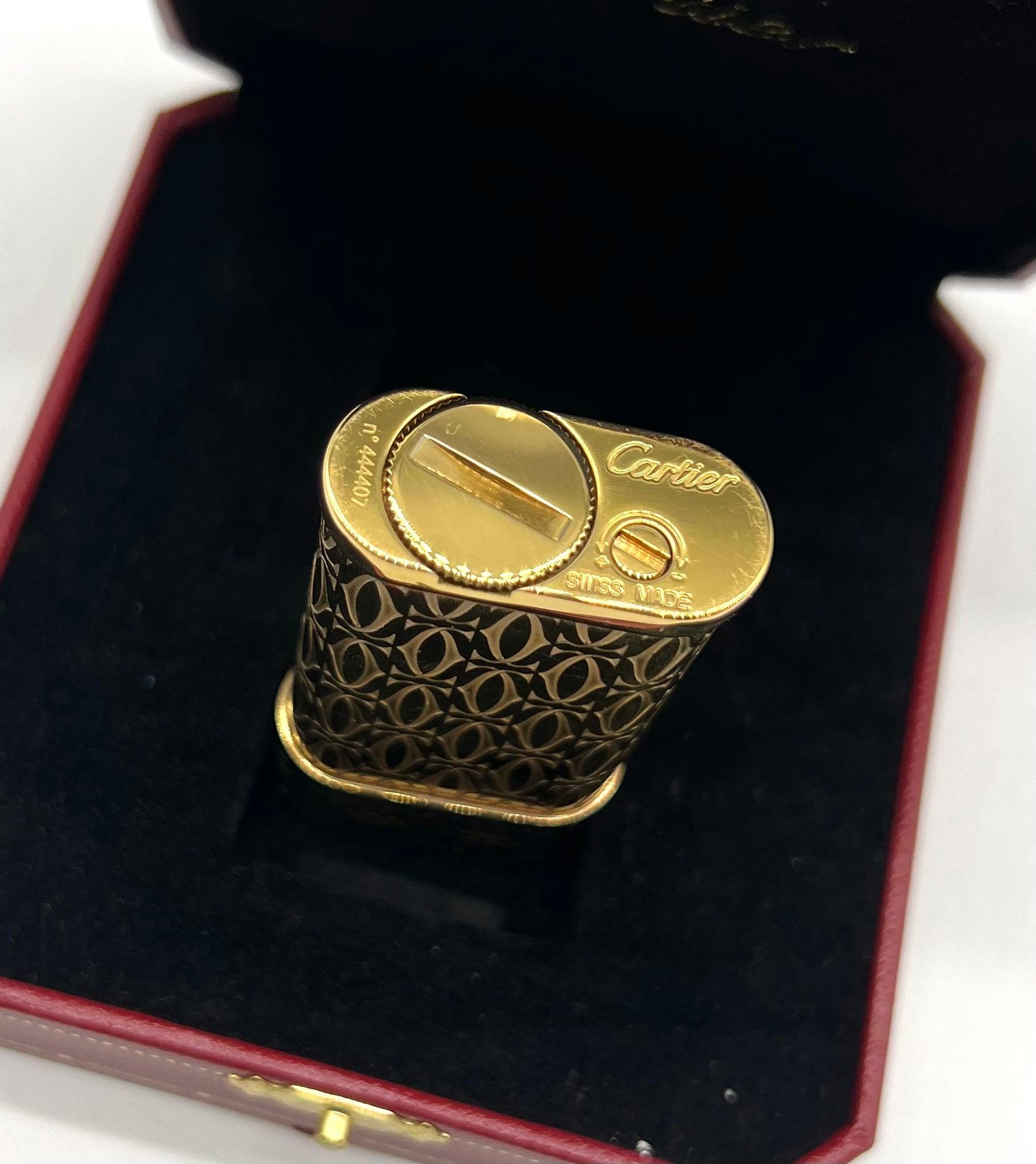 CARTIER Full Body C De Engraving Metal Lighter Finish Yellow Gold - Reeluxs 