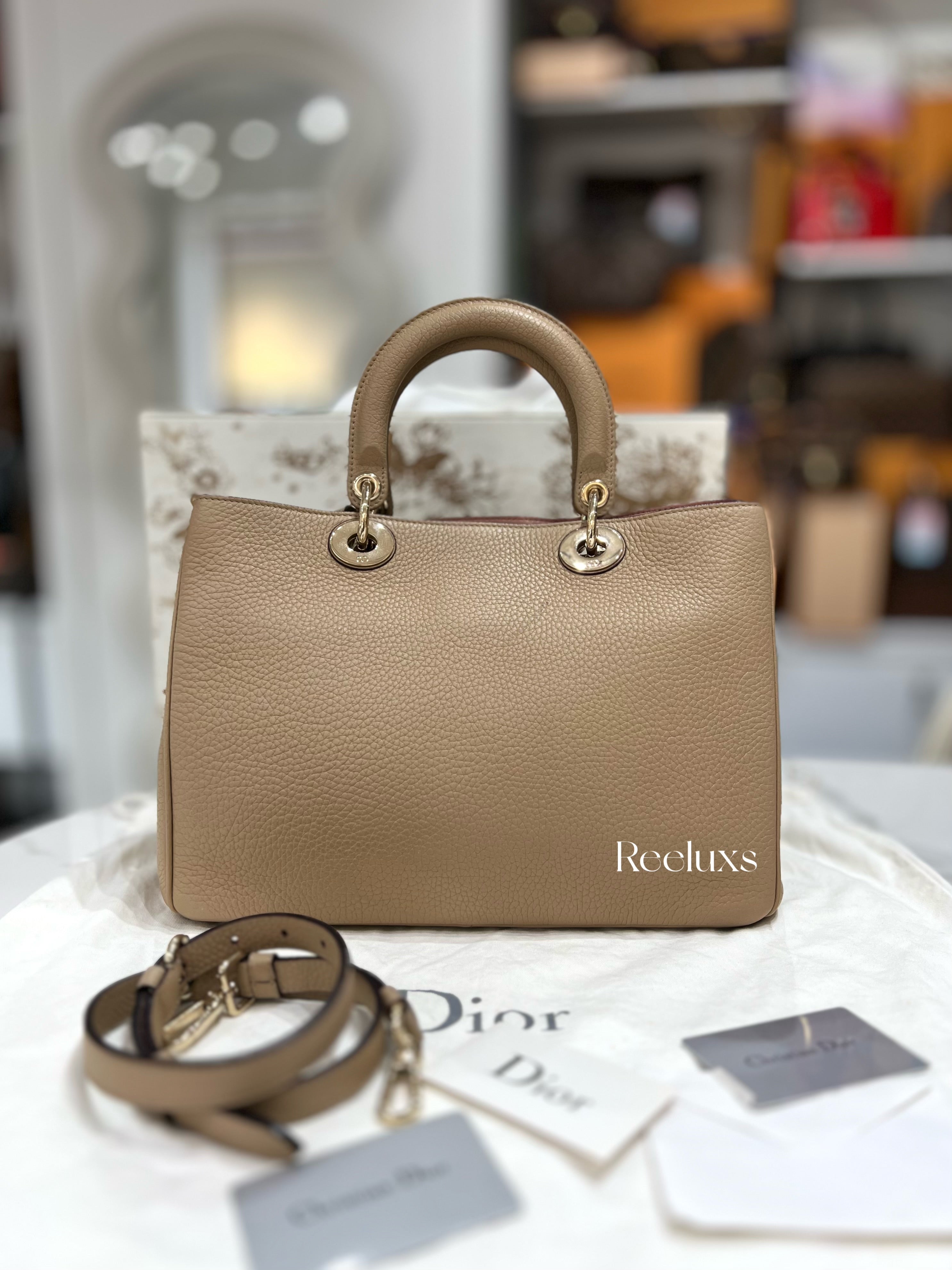CHRISTIAN DIOR Diorissimo Medium Beige Leather