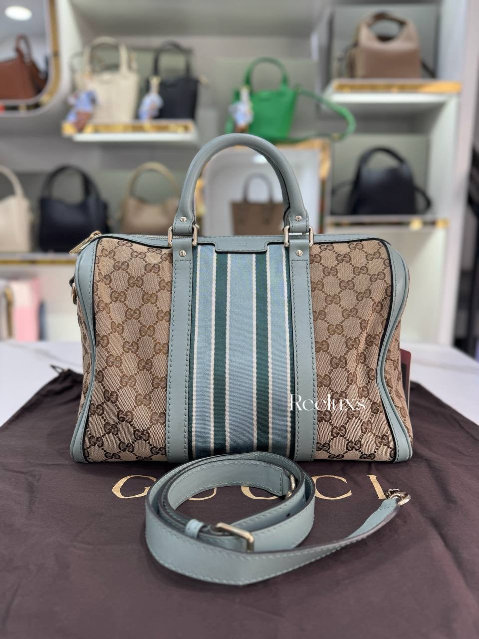 GUCCI Vintage Web Original GG Boston Bag