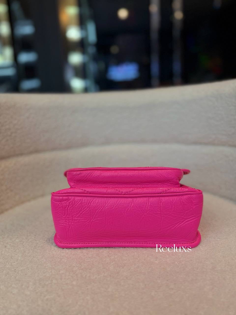 Saint Laurent Niki Baby Shoulder Bag in Hot-Pink Vintage Quilted Leather