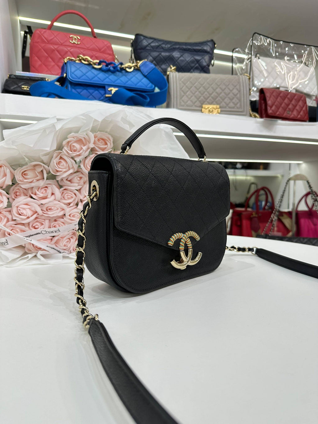 CHANEL Paris-Cuba Quilted Caviar Thread Around Flap Bag
