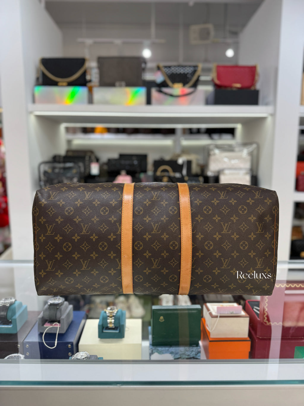 LOUIS VUITTON Keepall 55 Bandoulière Travel Bag