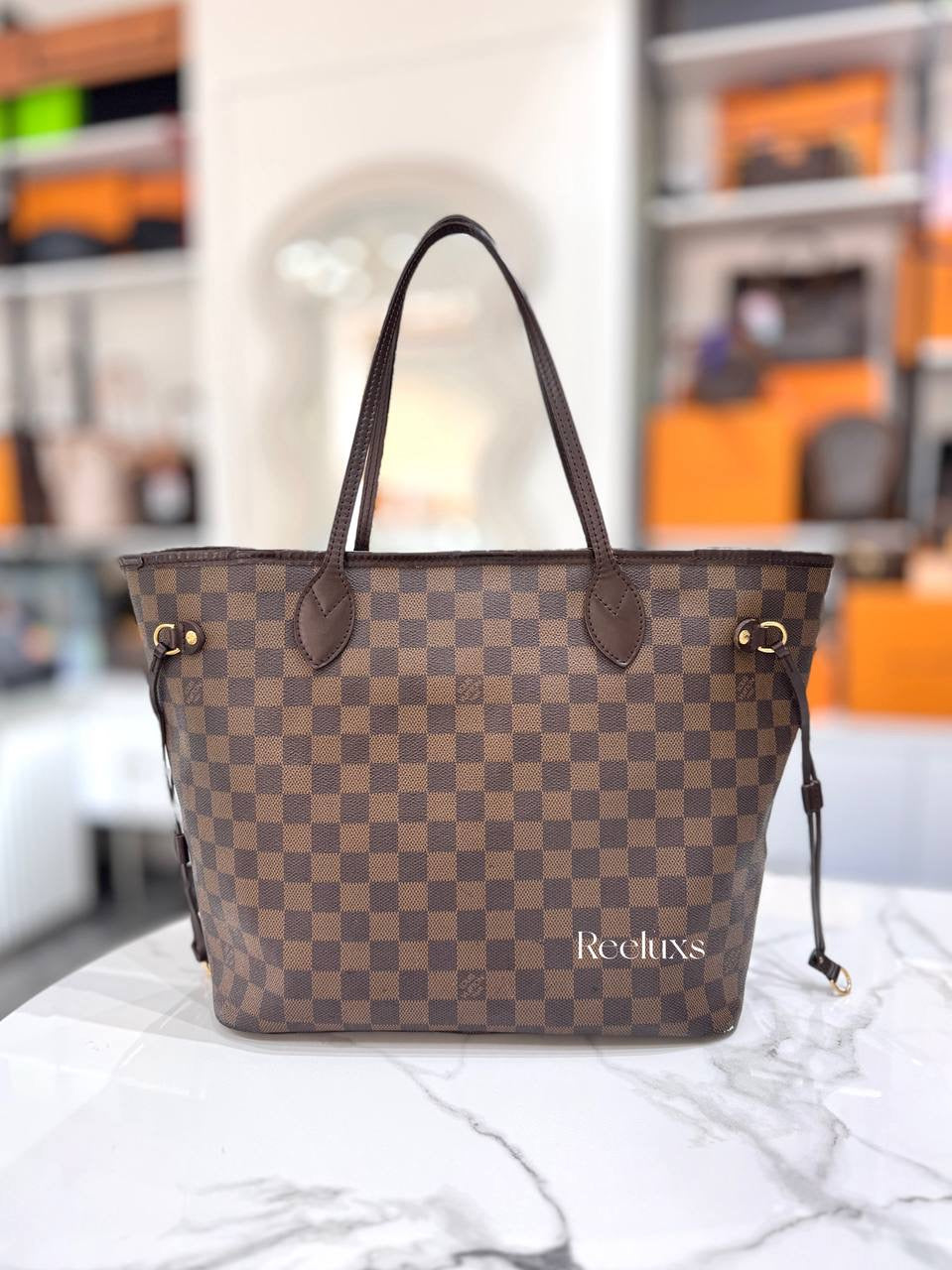 LOUIS VUITTON Neverfull MM Damier Ebene Canvas Tote Bag