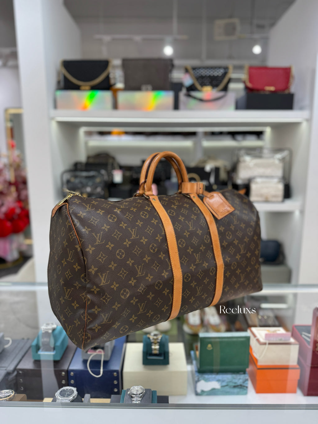LOUIS VUITTON Keepall 55 Bandoulière Travel Bag
