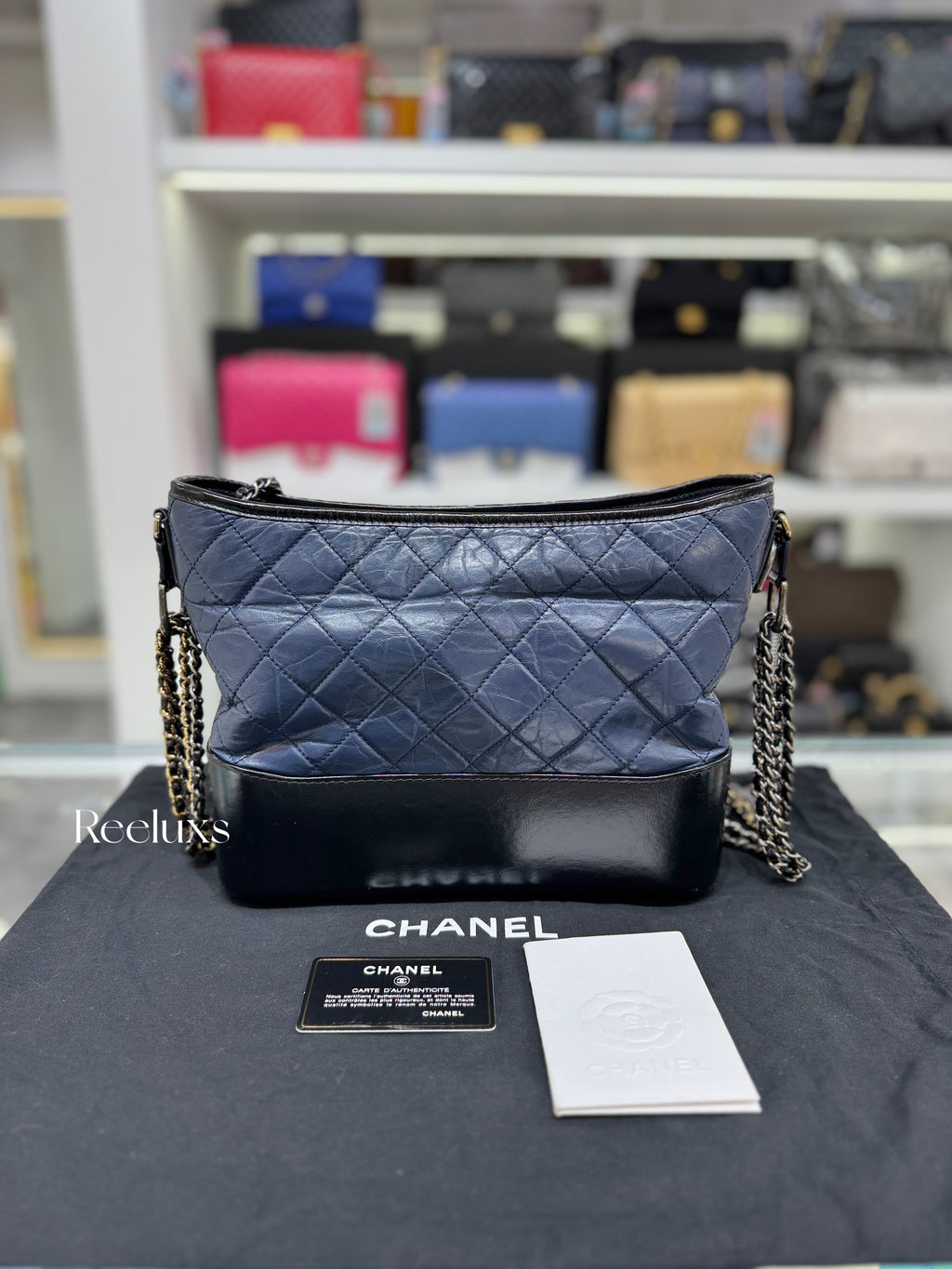 CHANEL Gabrielle Hobo Bag Navy Blue