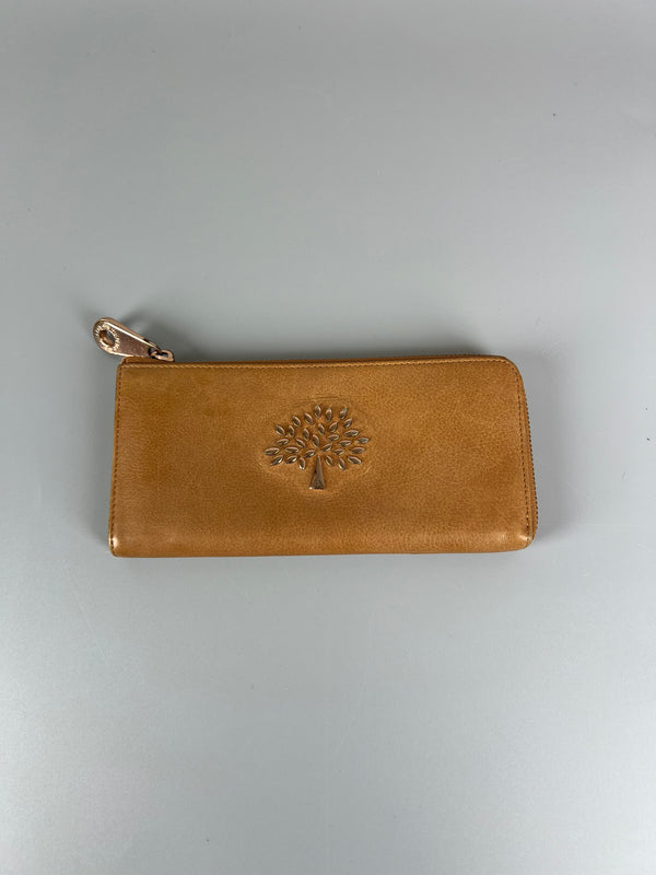 MULBERY Brown Leather Full Zip/Round Zip Long Wallet