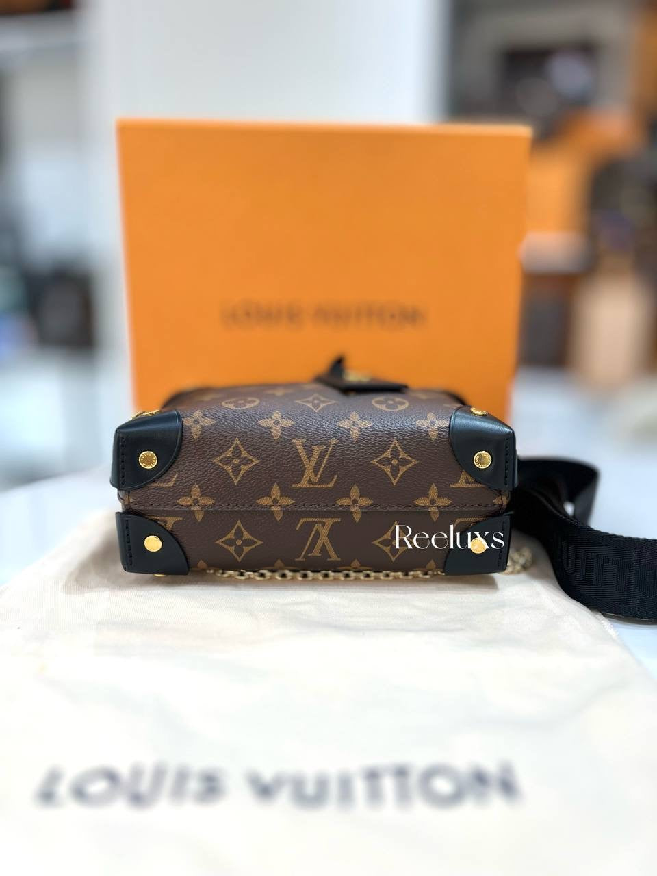 LOUIS VUITTON LV Petite Malle Souple Monogram Canvas Handbag Full set