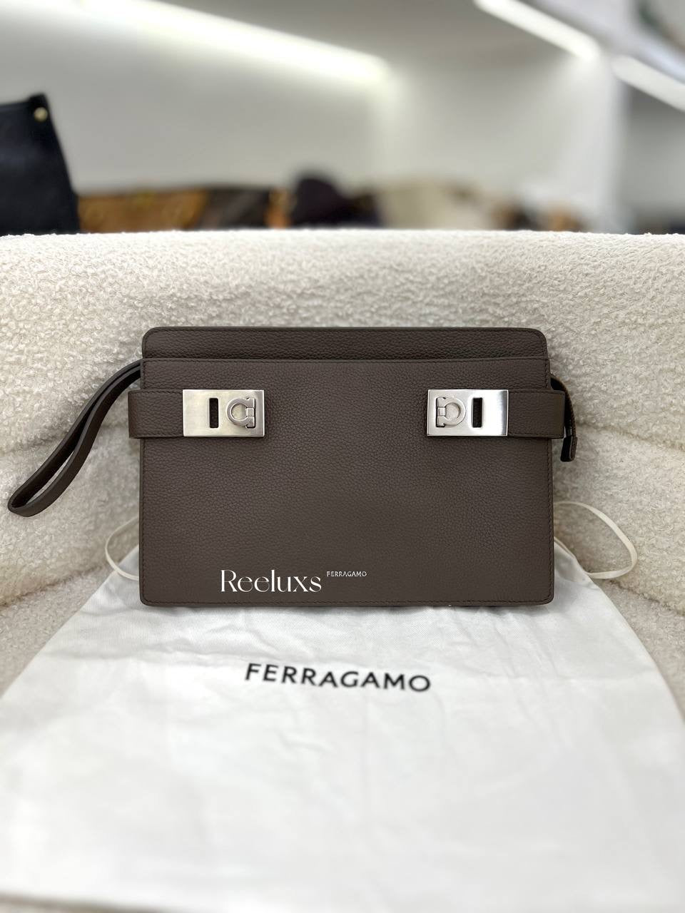 FERRAGAMO Hug Leather Clutch
