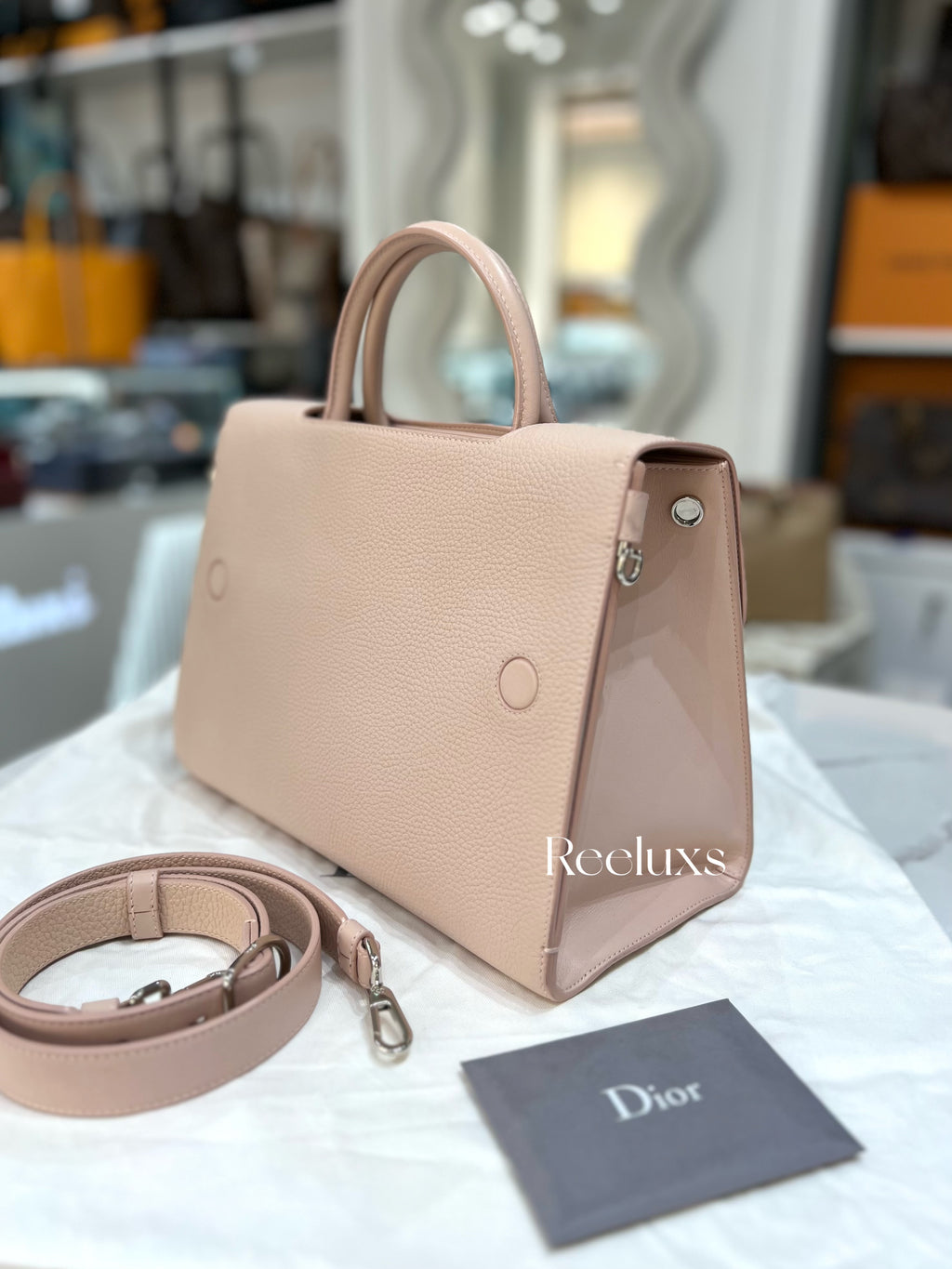 CHRISTIAN DIOR Diorever Pale Pink Grained Leather Handbag