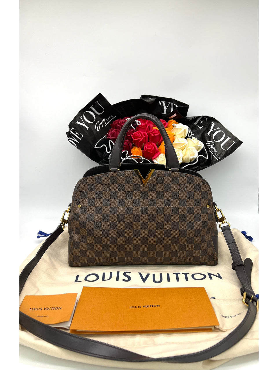 LOUIS VUITTON Damier Ebene Kensington Bowling Handbag - Minimally Used - Reeluxs 